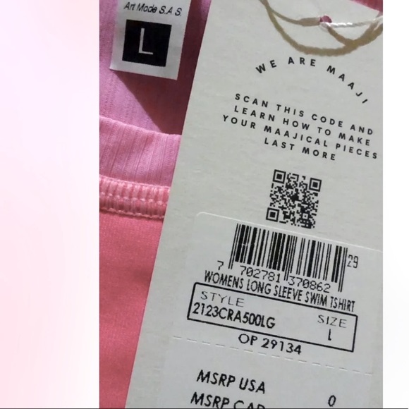 Maaji Diver RashGuard Large Pink Floral UPF 50+ Surf Paddle Swim Long Sleeve NWT - Picture 7 of 12